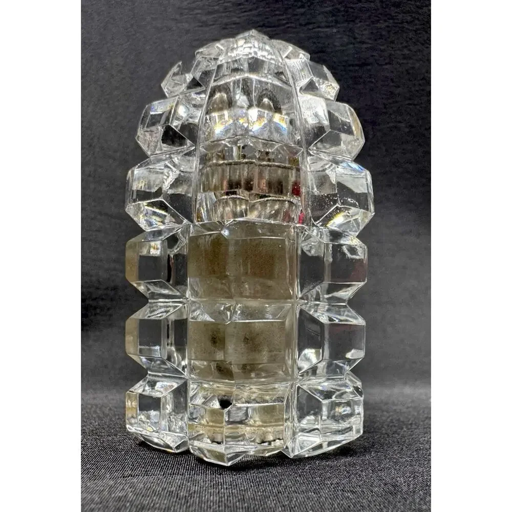 Vintage Mini Cut Crystal Table Desk Lighter Ronson Strikalite Insert 2.5” SPARKS
